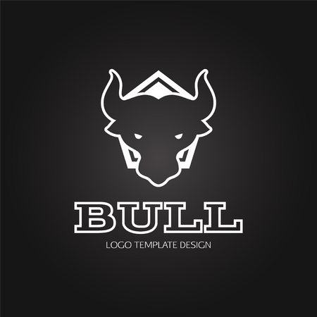 Angry Bull icon template vector line design. White icon isolated on black background. sport or business iconのイラスト素材