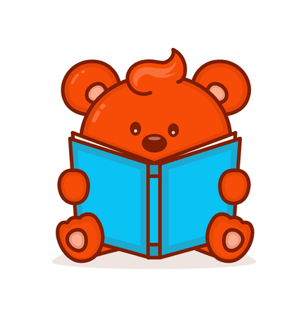Cute little bear read book.のイラスト素材