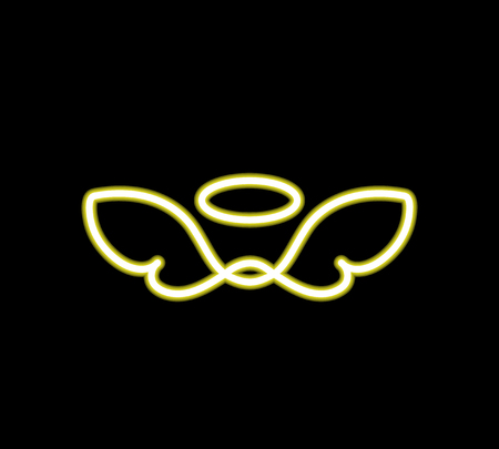 Angel wings and halo. Vector abstract illustration line icon design. Heaven, angel logo concept.のイラスト素材