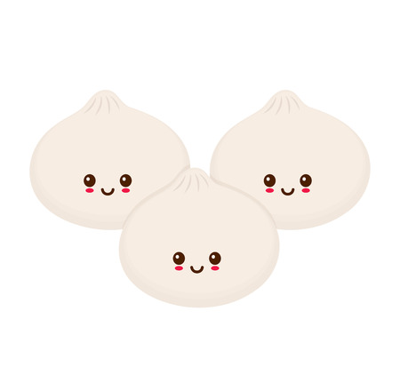 Cute smiling funny cute chinese Dim sum.Vector modern flat style cartoon character illustration.Isolated on white background.Dim sum, asian,chinese food conceptのイラスト素材