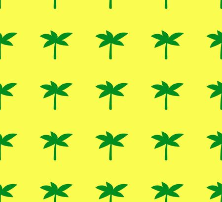 Minimalistic palm tree seamless pattern. Vector flat stylish modern trendy illustration icon design. Green palm on yellow background pattern conceptのイラスト素材