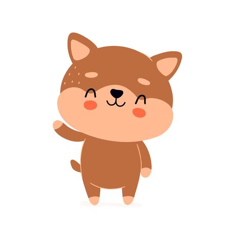 Cute happy smiling dog character. Vector modern trendy flat style cartoon illustration icon design. Isolated on white background. Dog,puppy character conceptのイラスト素材