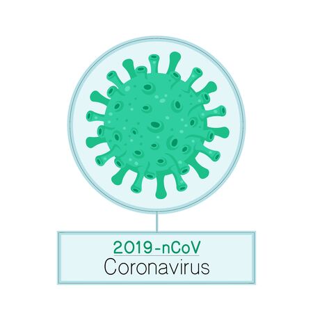Wuhan virus 2019-nCoV concept.Vector flat illustration icon design. Dangerous nCoV virus, Isolated on white background.のイラスト素材