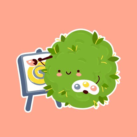 Cute weed marijuana bud paint. Vector cartoon character illustration sticker designのイラスト素材