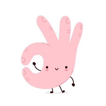 Cute funny okay gesture. Vector cartoon character illustration icon design.Isolated on white backgroundのイラスト素材