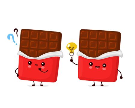 Cute happy funny chocolate bar. Vector cartoon character illustration icon design.Isolated on white backgroundのイラスト素材
