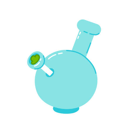 Bong for smoking marijuana weed. Vector trendty flat line illustration icon. Isolated on white background. Bong tool conceptのイラスト素材