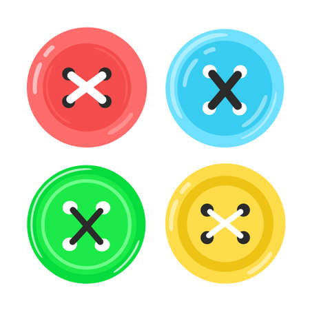 Cute clothing buttons bundle set. Vector flat cartoon illustration design. Isolated on white...