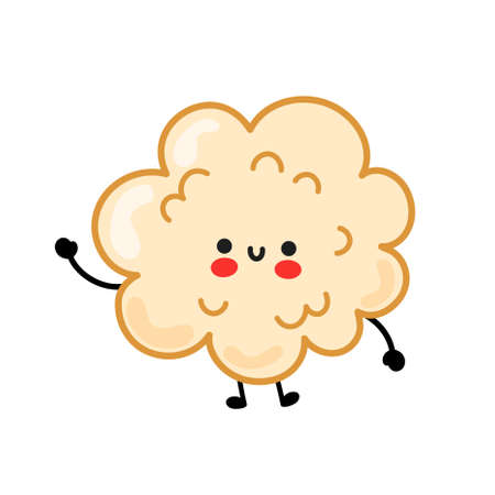 Cute happy funny popcorn. Vector hand drawn cartoon kawaii character illustration sticker logo icon. Isolated on white background. Cute happy popcorn cartoon character conceptのイラスト素材