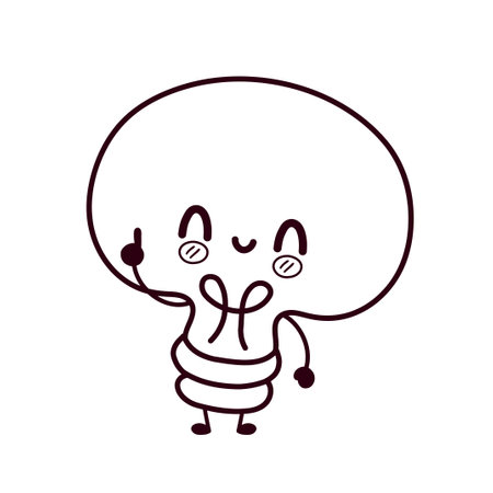 Cute light bulb coloring page. Vector flat cartoon kawaii character illustration icon design. Kittie, cat face bundle concept. Outline cartoon illustration light bulb, lamp for coloring bookのイラスト素材