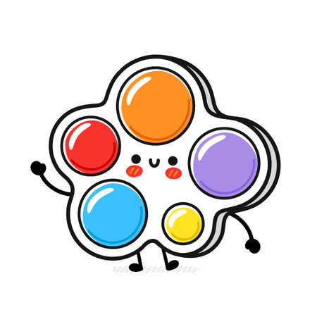 Cute funny Simple dimple fidget sensory toy. Vector hand drawn cartoon kawaii character illustration icon. Isolated on white background. Simple dimple fidget kids sensory toy doodle character conceptのイラスト素材