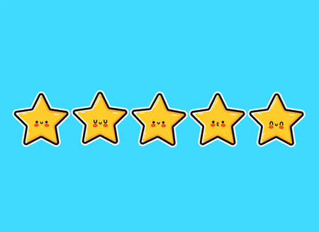 Happy cute smiling funny 5 stars. Vector flat cartoon character illustration icon design. Cute...