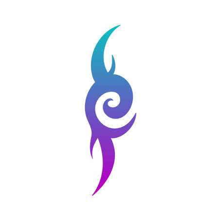 Holographic gradient minimal tribal tattoo illustration. Isolated on white background.のイラスト素材