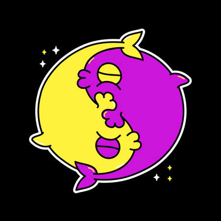 Abstract Yin Yang symbol with dolphins couple.のイラスト素材