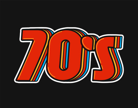 1970s vintage retro style sign number.のイラスト素材