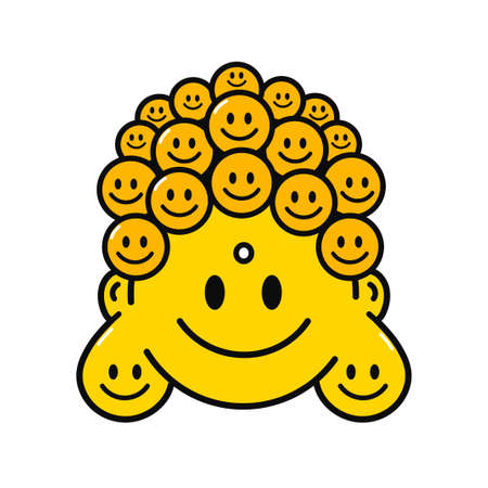 Funny cute smile Buddha face for t-shirt print art.のイラスト素材