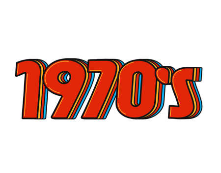1970s vintage retro style sign number.のイラスト素材