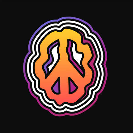 Melting deformed hippie symbol for tee,t-shirt print.のイラスト素材