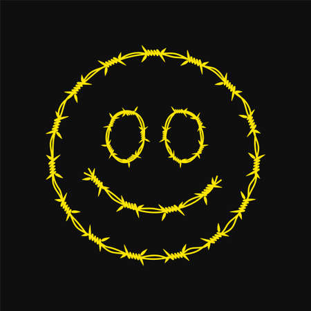 Funny smile face,barbed wire iconのイラスト素材