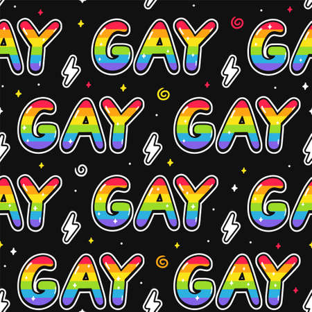 Cool stylish Gay word quote text seamless pattern.のイラスト素材