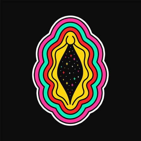 Female reproductive organ with space,cosmos inside. Feminist,uterus print for t-shirt,poster,sticker conceptのイラスト素材