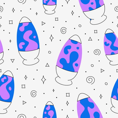 Abstract lava lamp seamless pattern art.Vector cartoon flat line illustration design. Lava lamp,60s hippie style seamless pattern conceptのイラスト素材