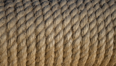 Neat rows, winding fine hemp rope の写真素材