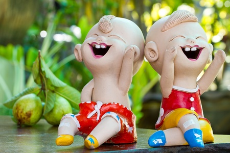 Painted clay dolls.の写真素材