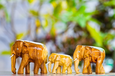 Bring a carved wooden elephant.の写真素材