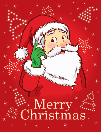 Merry Christmas and Santa on red backgroundのイラスト素材