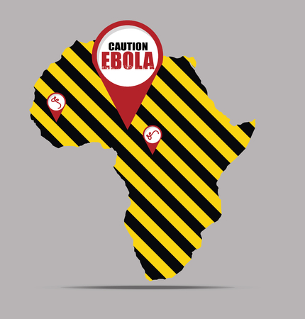Caution EBOLA sign and Africa mapのイラスト素材