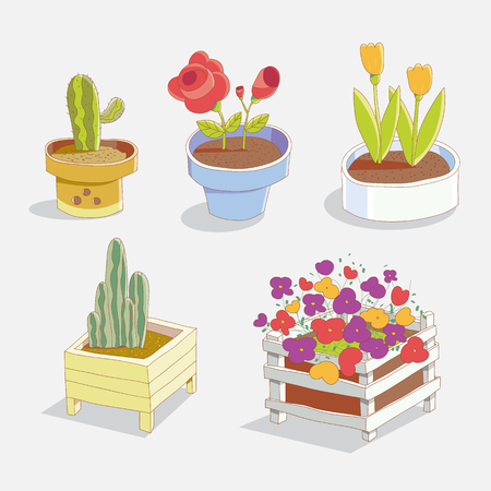 Hand-Drawn Potted Plantsのイラスト素材