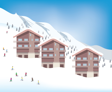 Winter holiday at ski resortのイラスト素材