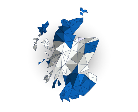 Low poly Scotland map on a waving flagのイラスト素材