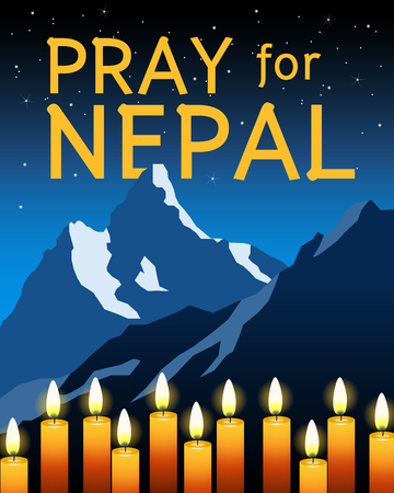 Pray for Nepal with candlesのイラスト素材
