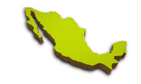 3D map of Mexico isolated on white backgroundの写真素材