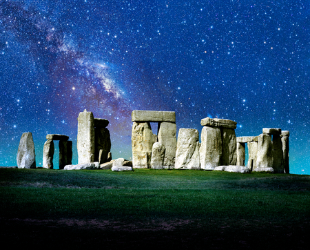 Milky Way over Stone Hengeの写真素材