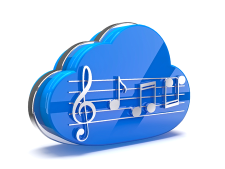 Cloud with music notes  3D illustrationの写真素材