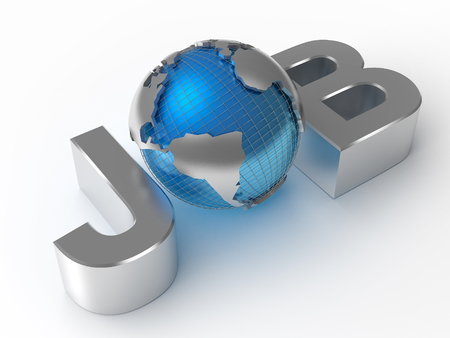 The word JOB with the globe  3D illustrationの写真素材