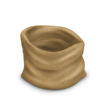 Empty burlap bag isolated on white background. 3d rendering.の写真素材