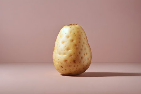 A potato on a pastel brown background. Generative Ai.の素材