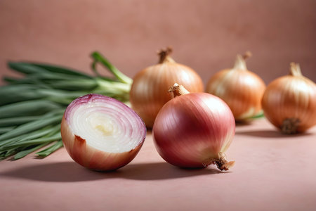 onion and fresh green onions. Generative Ai.の素材
