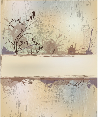 Beautiful texture with floral ornaments old scratches and stains with a place for the signatureのイラスト素材