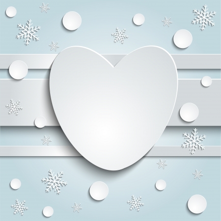 hearts card on a blue background paper stickersのイラスト素材