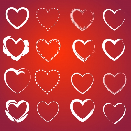 many beautiful hearts on a red backgroundのイラスト素材