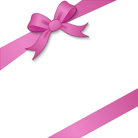 Pink ribbons and bows with Prezent and place for an inscription on a white backgroundのイラスト素材