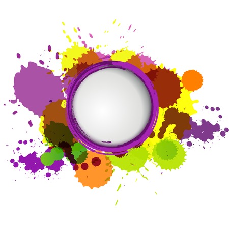 Abstract artistic element forming by blots, color with place for text and lettering on a white backgroundのイラスト素材