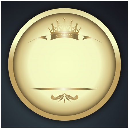 Abstract decoration frame, gold pattern with crown. Illustration vector.のイラスト素材