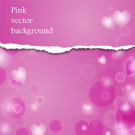 Vector background with beautiful pink hearts with torn paperのイラスト素材