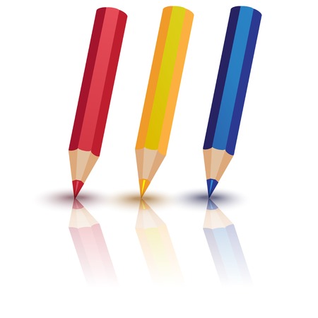 colored pencils on whiteのイラスト素材
